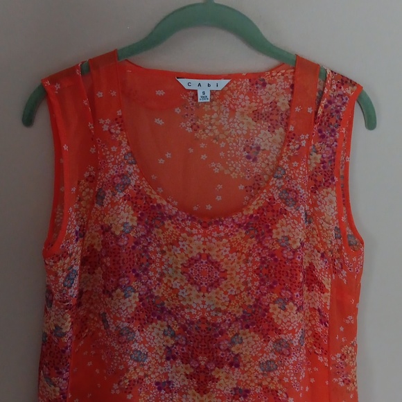 CAbi Blouse Beautiful In Orange & Violet - Picture 7 of 10
